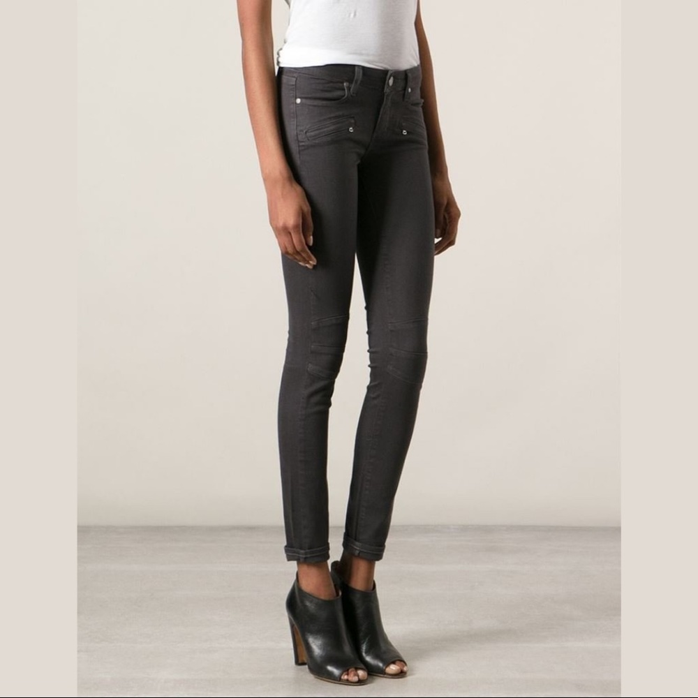 Paige Stone Grey Ollie Moto Skinny Jeans
